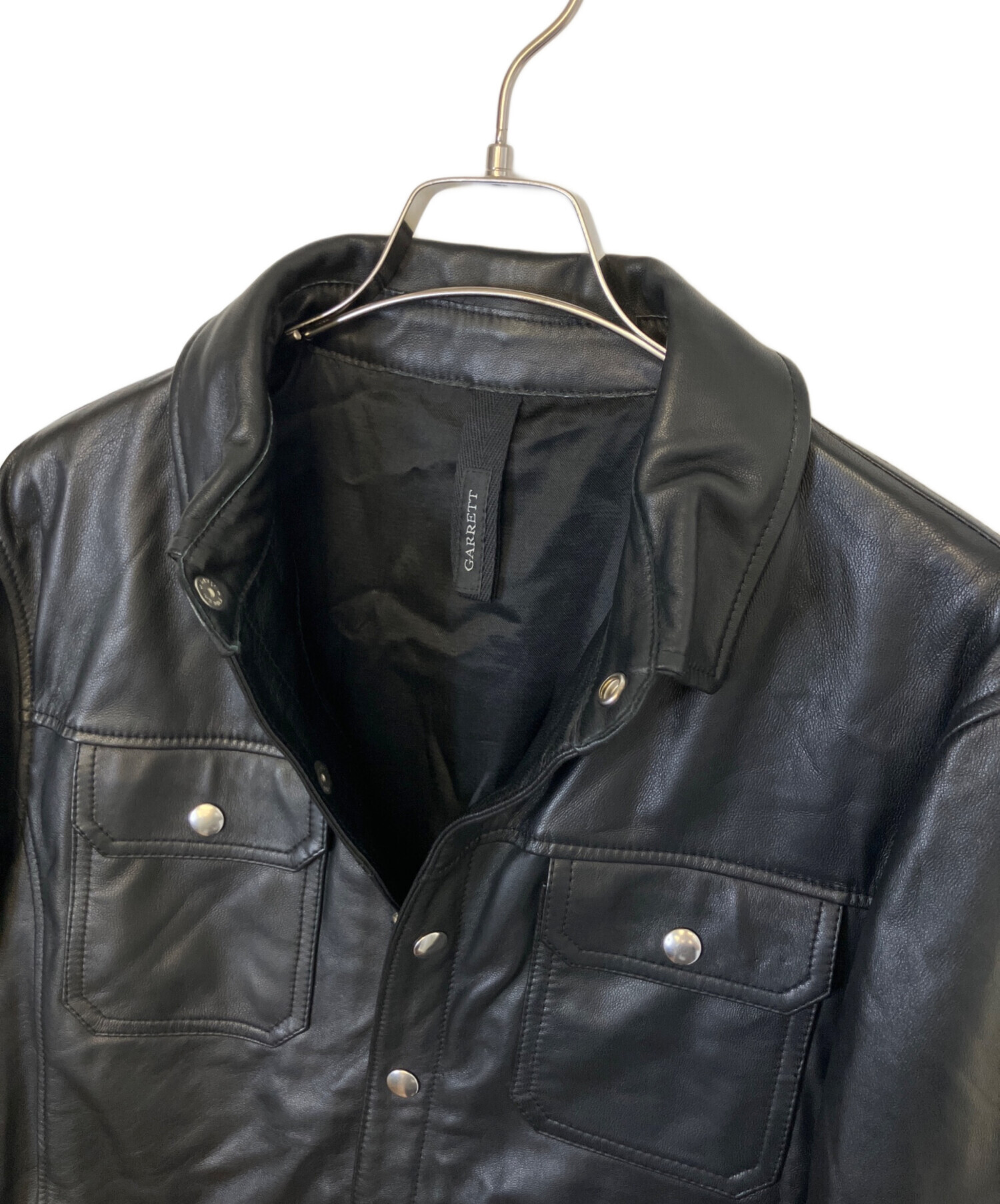 GARRETT レザージャケット ITALY製 48 黒 中古・古着通販】GARRETT (ギャレット) レザージャケット ブラック