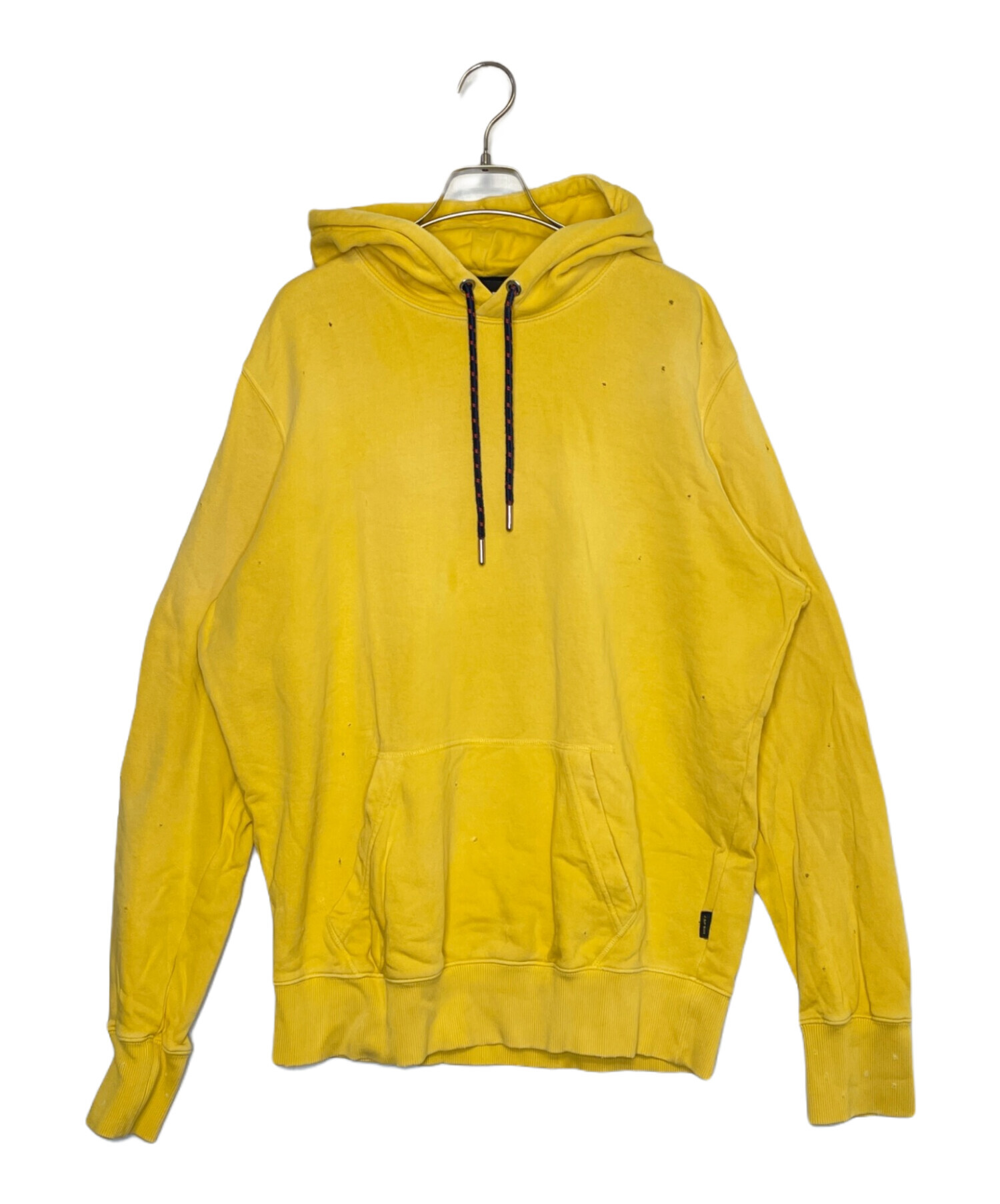 【りょう】DIESEL パーカー　黒　黄色 中古・古着通販】DIESEL (ディーゼル) DIESEL ダメージ加工 パーカー