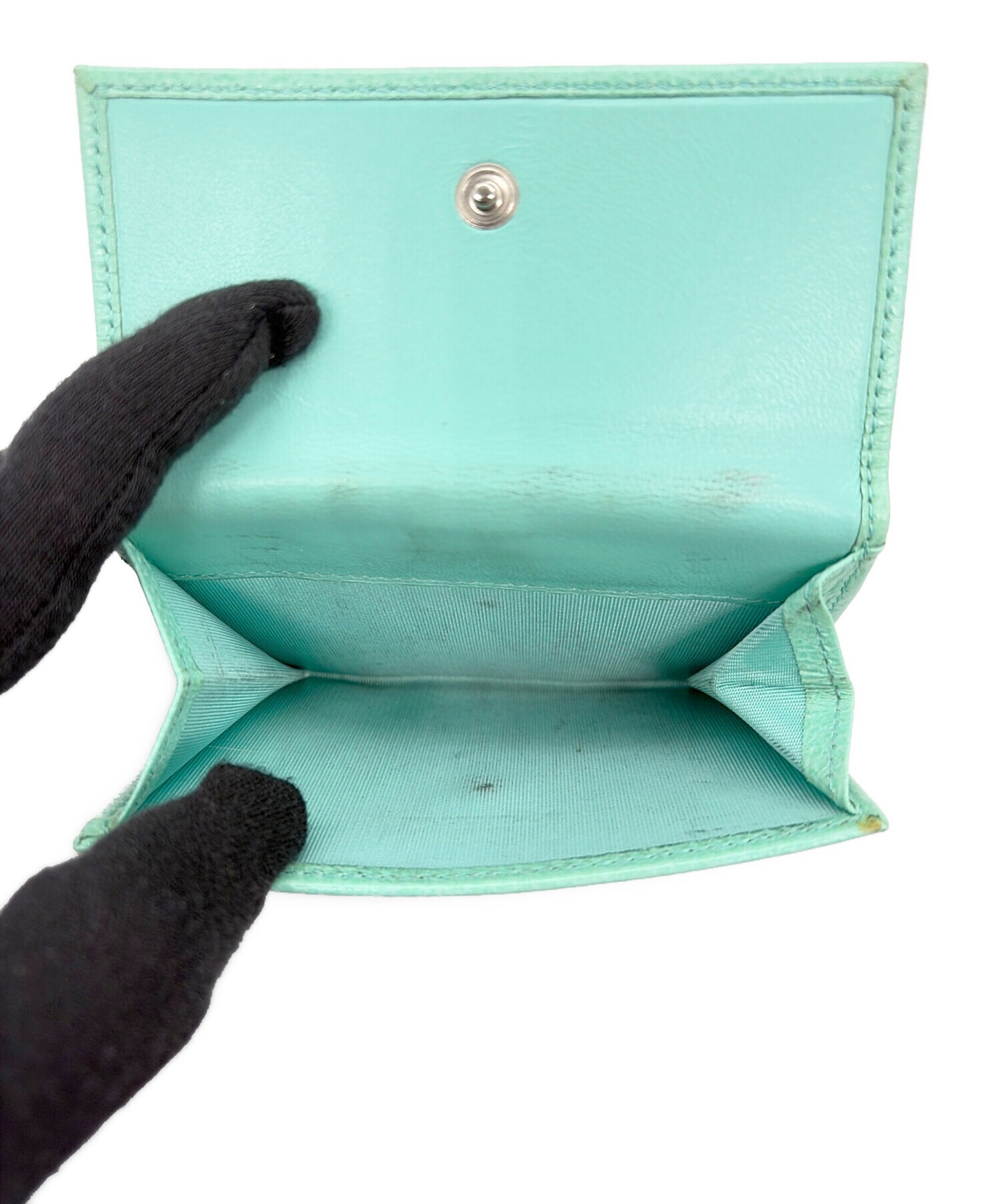 Tiffany & Co. 二つ折り財布 グリーン 中古・古着通販】Tiffany & Co. (ティファニー) 2つ折り財布 グリーン