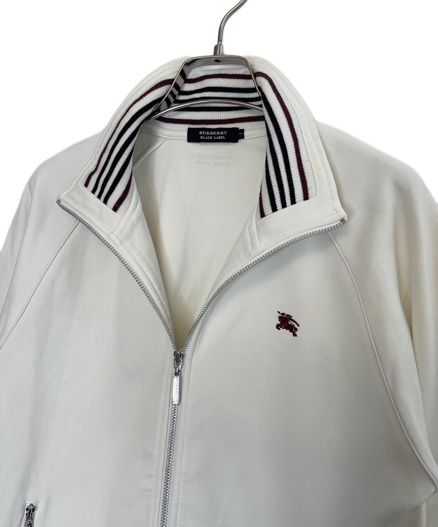 値下げしました。Burberry トラックジャケット ホワイト 中古・古着通販】BURBERRY BLACK LABEL (バーバリーブラックレーベル