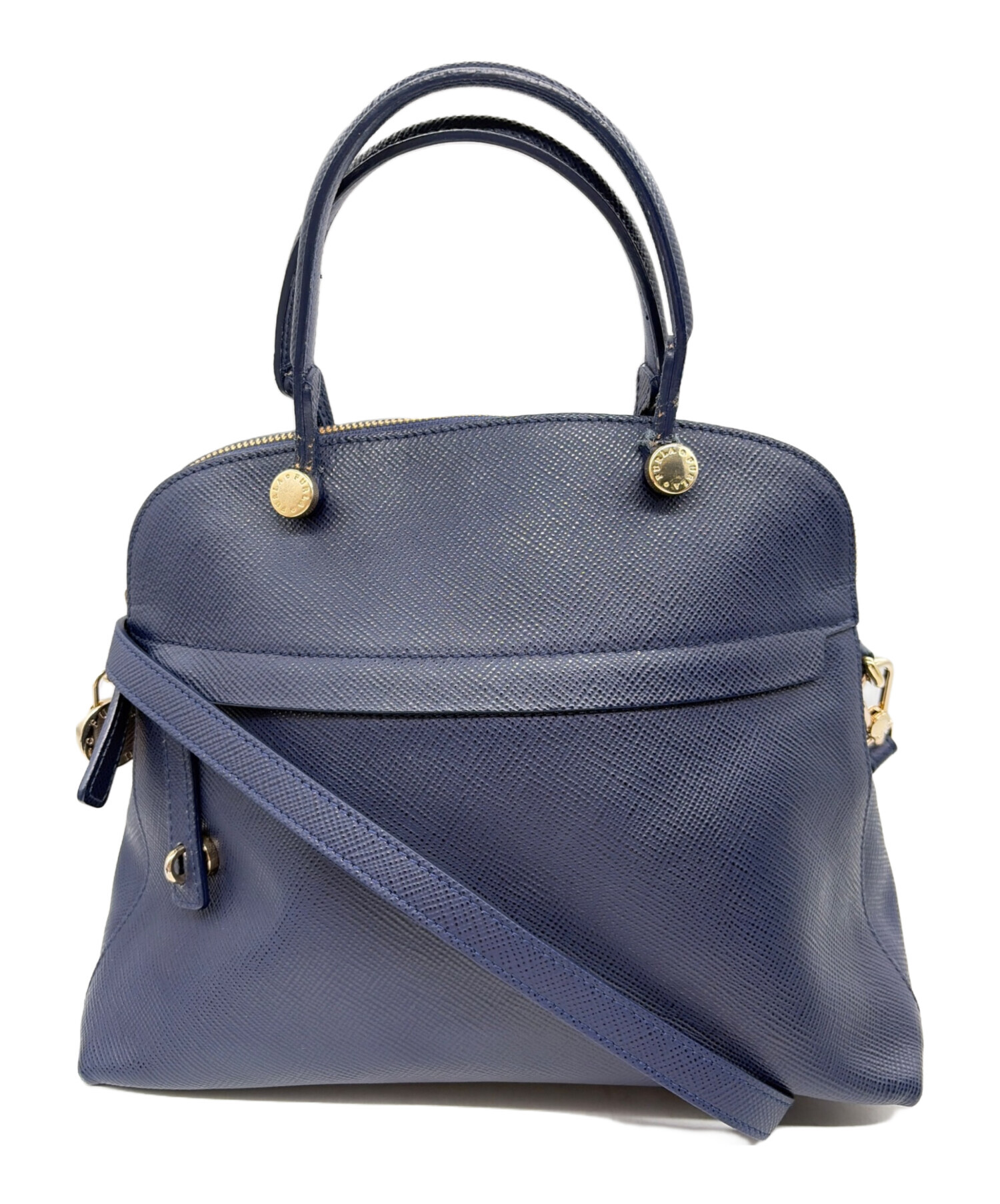 美品：FURLA トートバッグ 中古・古着通販】FURLA (フルラ) トートバッグ ブルー×ゴールド