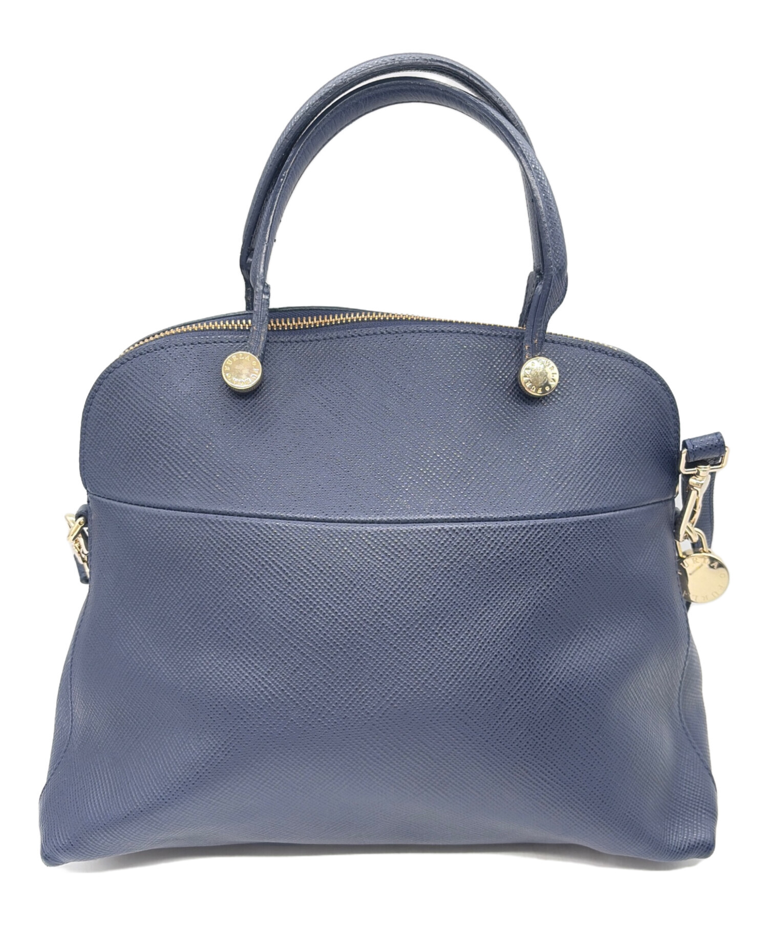 【新品未使用】FURLA ライトブルー トートバッグ 中古・古着通販】FURLA (フルラ) トートバッグ ブルー×ゴールド