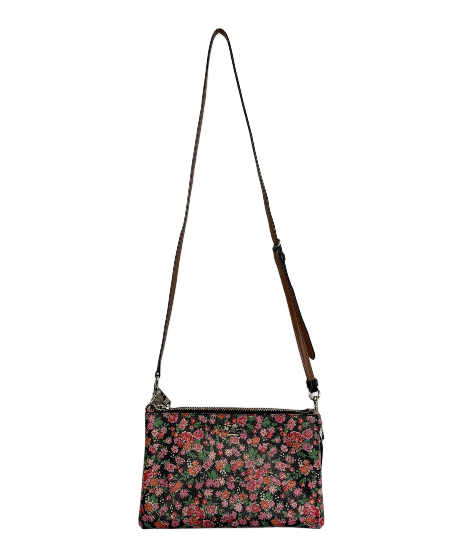 COACH コーチ /ブラック 花柄 ショルダーバック/中古 中古・古着通販】COACH (コーチ) ショルダーバッグ ブラック×ピンク