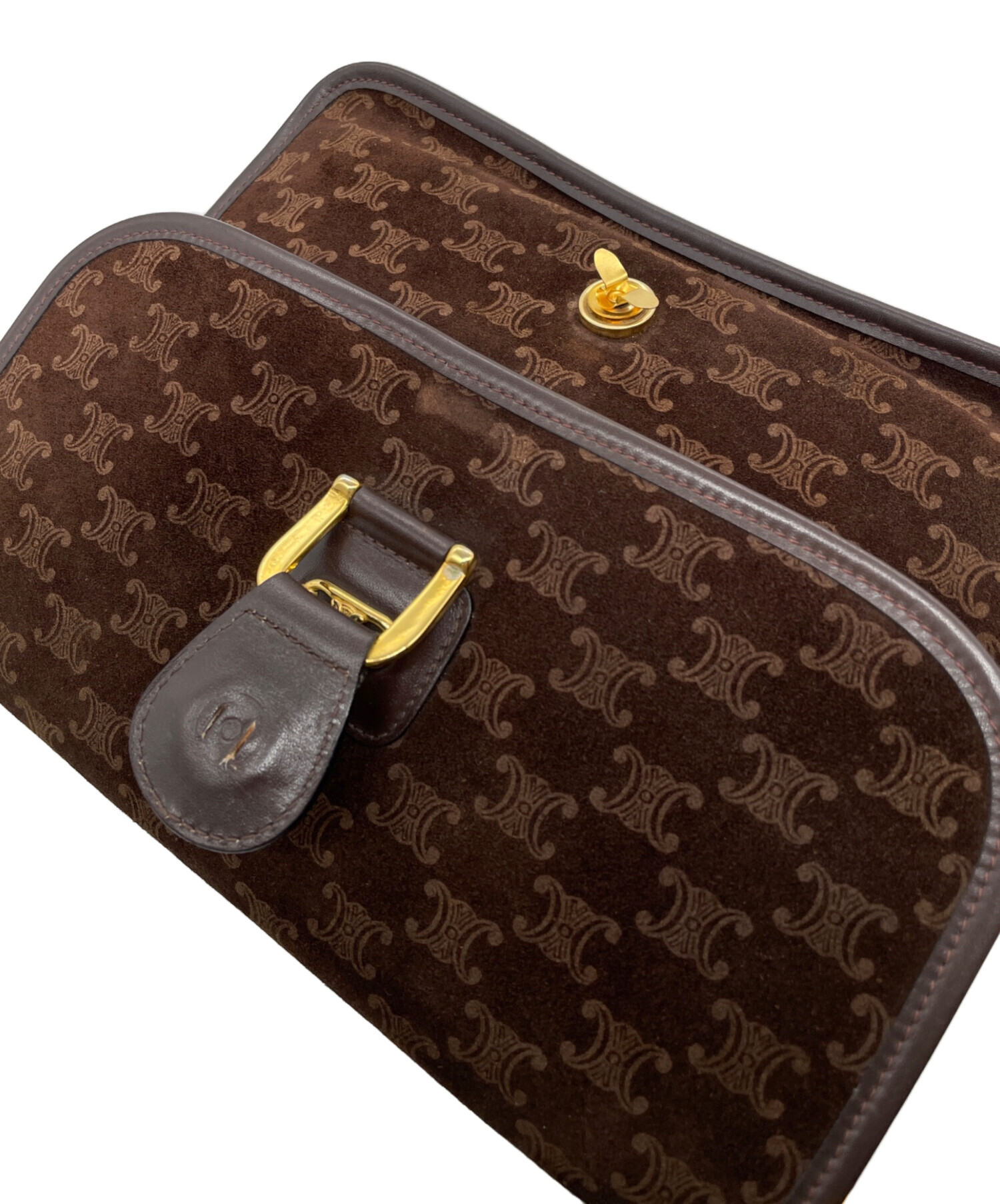 オールドCELINE マカダム スエード ショルダーバッグ　スエード 中古・古着通販】CELINE (セリーヌ) CELINE ヴィンテージセリーヌ