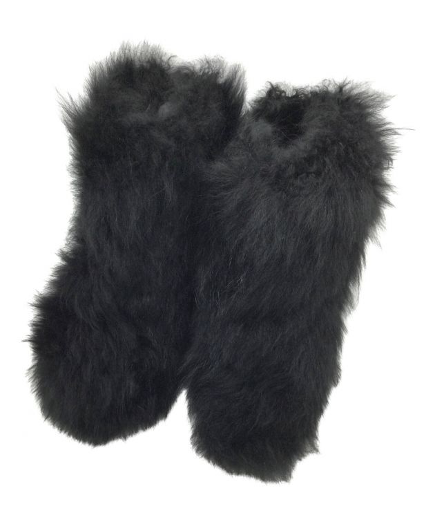 シャネル　ファーブーツ 中古・古着通販】CHANEL (シャネル) ファーショートブーツ ブラック