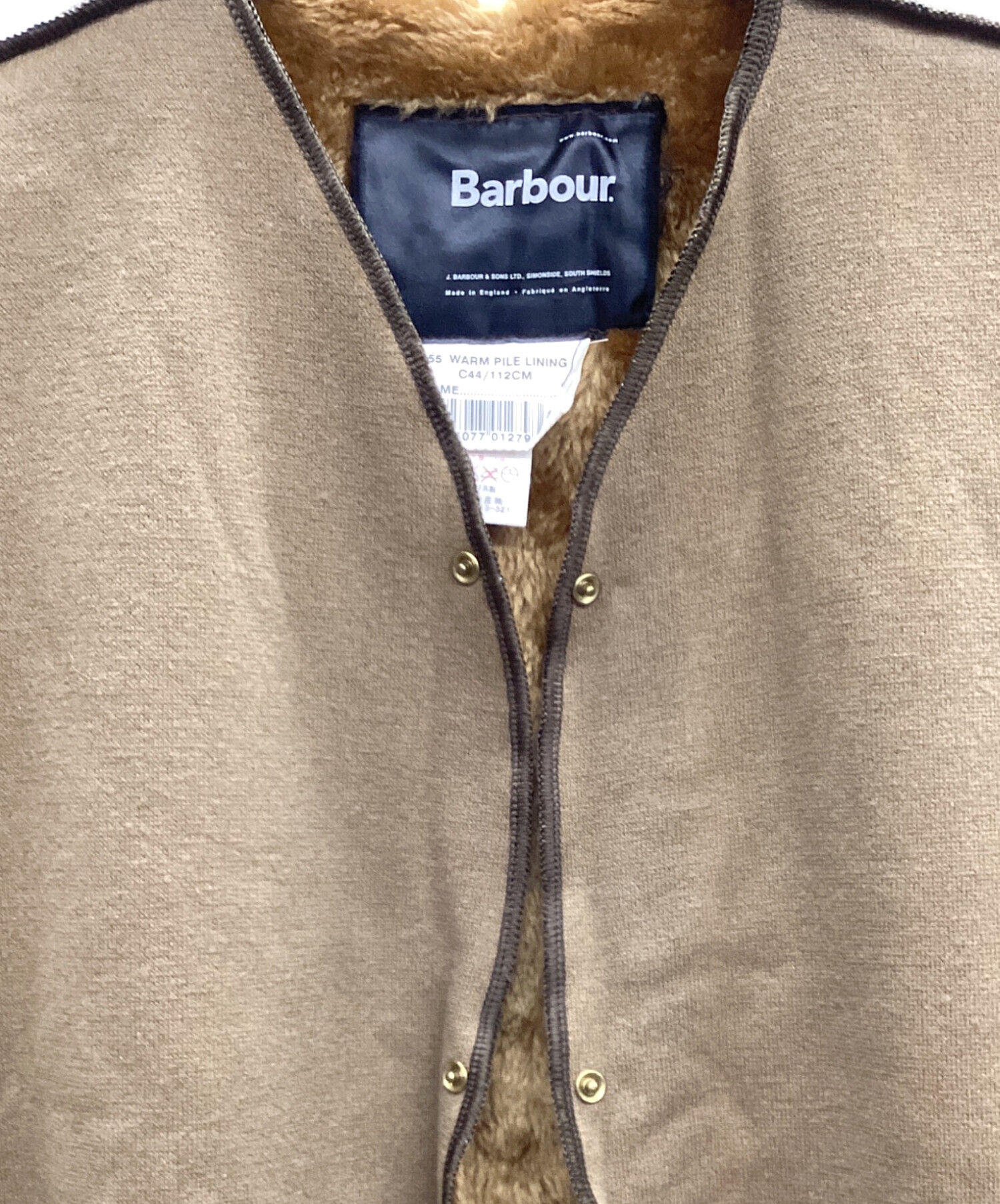 中古・古着通販】Barbour (バブアー) パイルライナー ブラウン サイズ