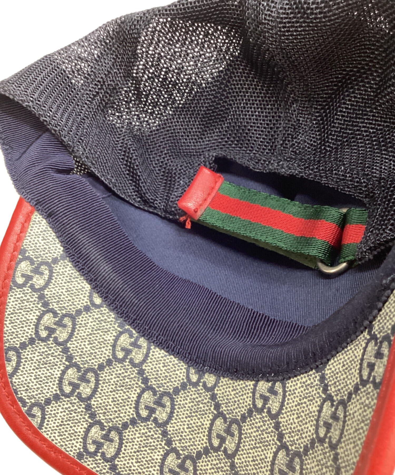 中古・古着通販】GUCCI (グッチ) キャップ ブラウン×ネイビー サイズ:L