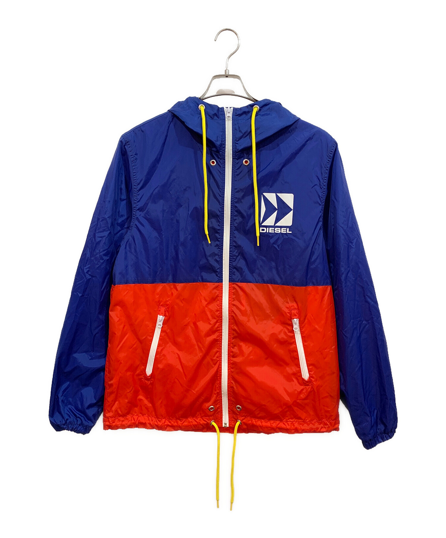 DIESEL 刺繍 ナイロン フード付き ジャケット ディーゼルボタン 紺色