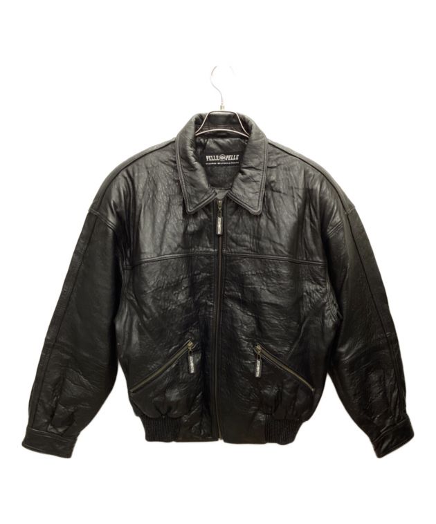 PELLEPELLE ペレペレ 牛革レザージャケット ブラック ３８ 中古・古着通販】pelle pelle (ペレペレ) レザージャケット ブラック