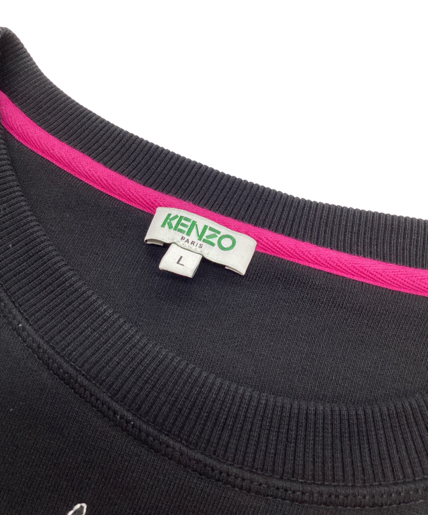 中古・古着通販】KENZO (ケンゾー) 刺繍スウェット ブラック サイズ:L 