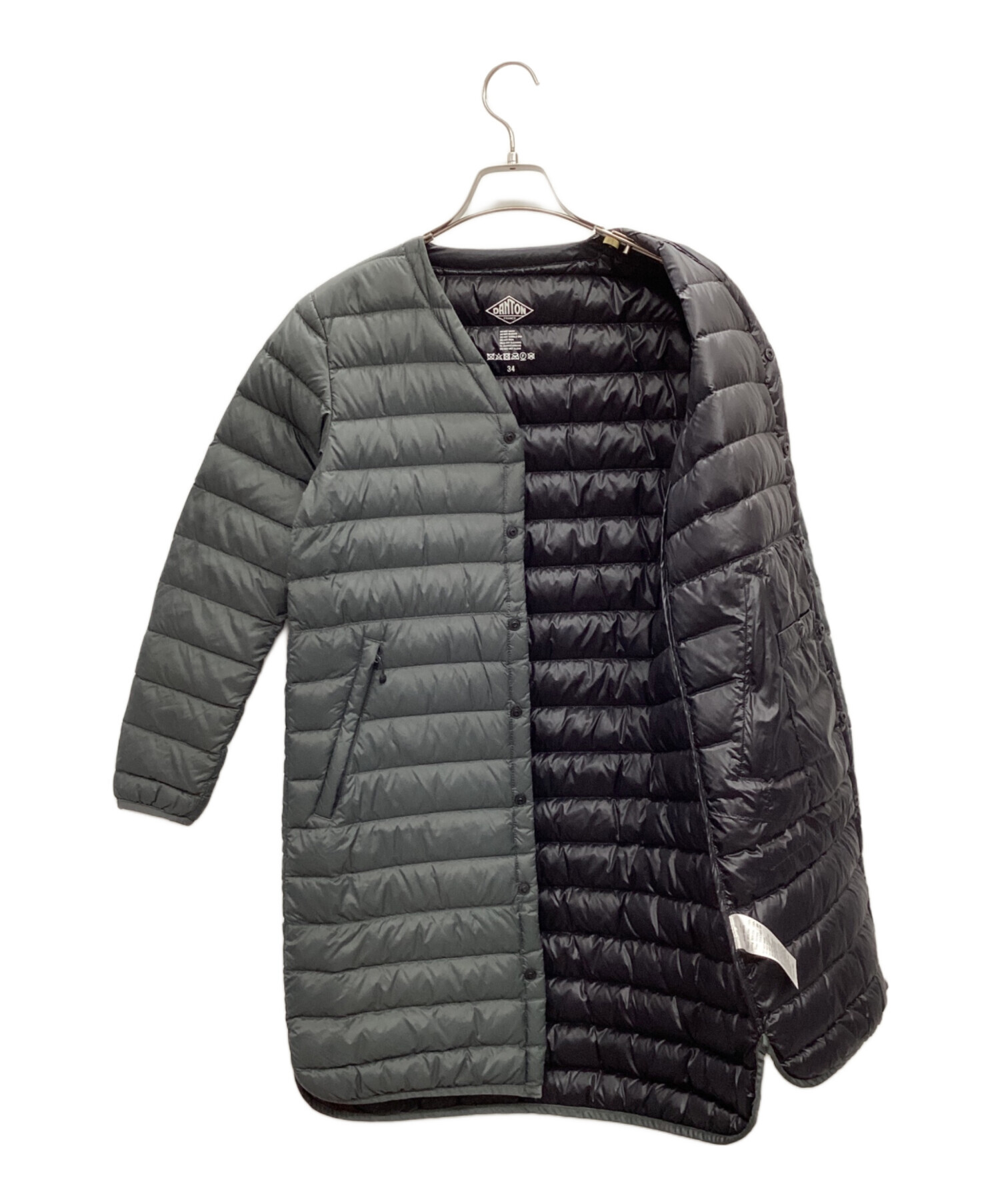 DANTONダントン Vネックロングダウンコート黒34 DANTON ダントン