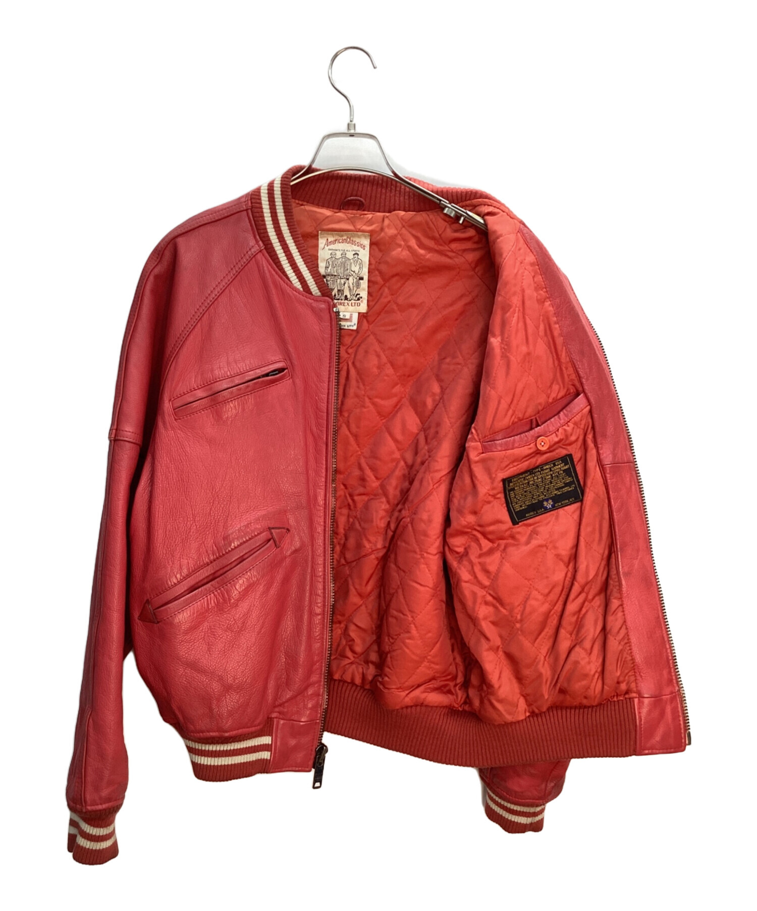 80s　AVIREX　アヴィレックス　ヴィンテージ　レザースタジャン　Sサイズ 中古・古着通販】AVIREX (アヴィレックス) レザースタジャン