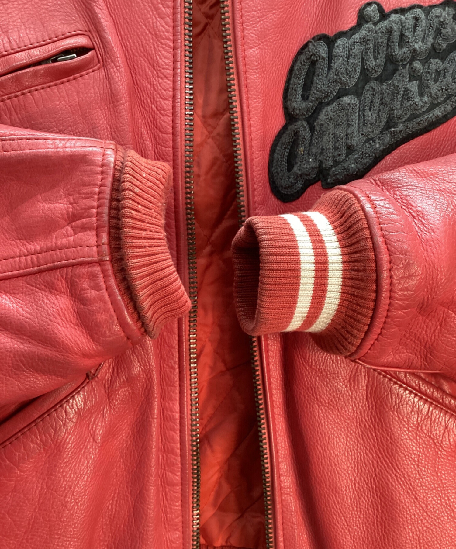 中古・古着通販】AVIREX (アヴィレックス) レザースタジャン レッド