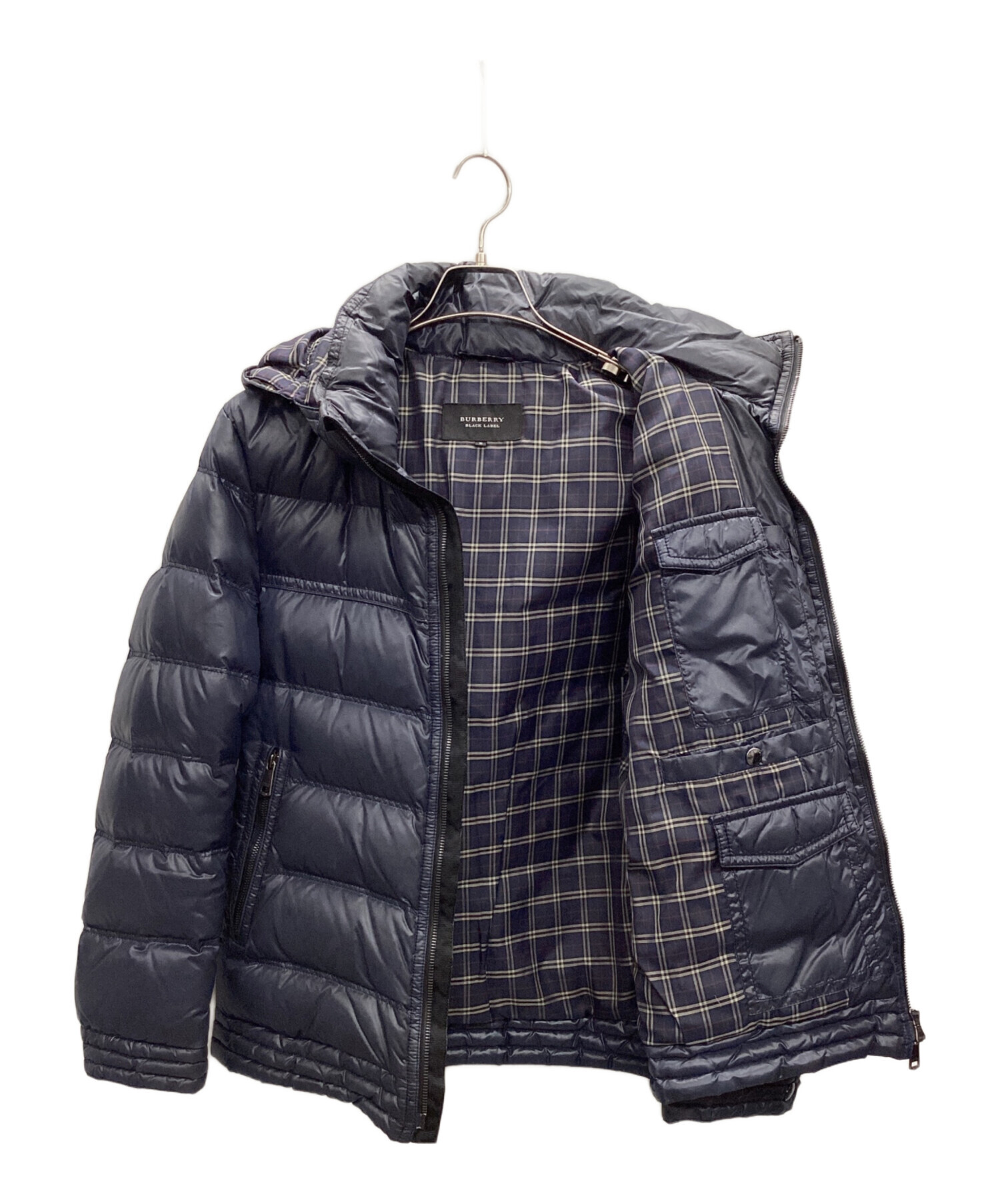 【美品】 BURBERRY BLACK LABEL ダウン M 【訳あり】 Burberry BLACKLABEL ダウンジャケットM ネイビー