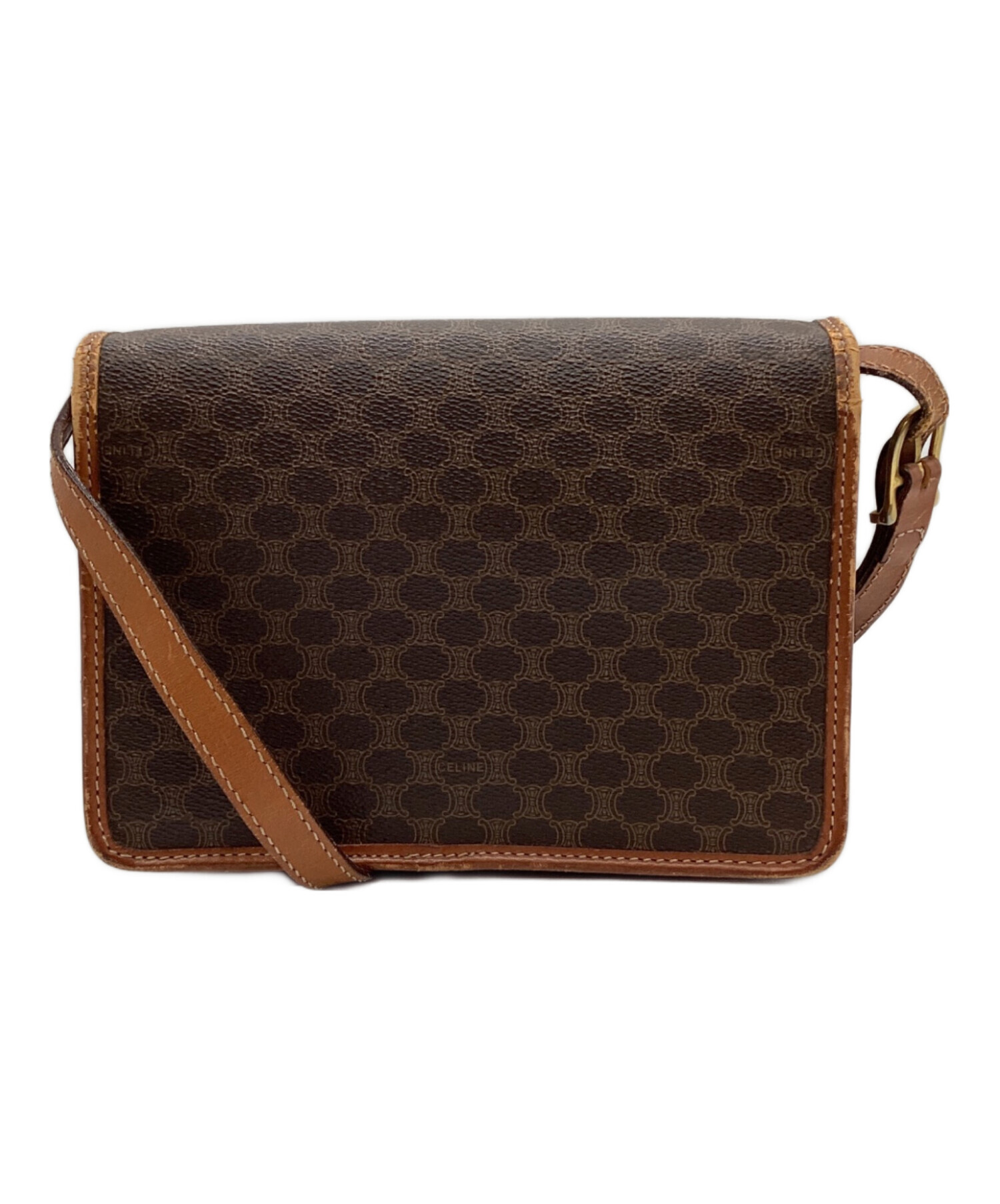 CELINE ショルダーバッグ ブラック/ブラウン~~~~ 中古・古着通販】CELINE (セリーヌ) ショルダーバッグ ブラウン