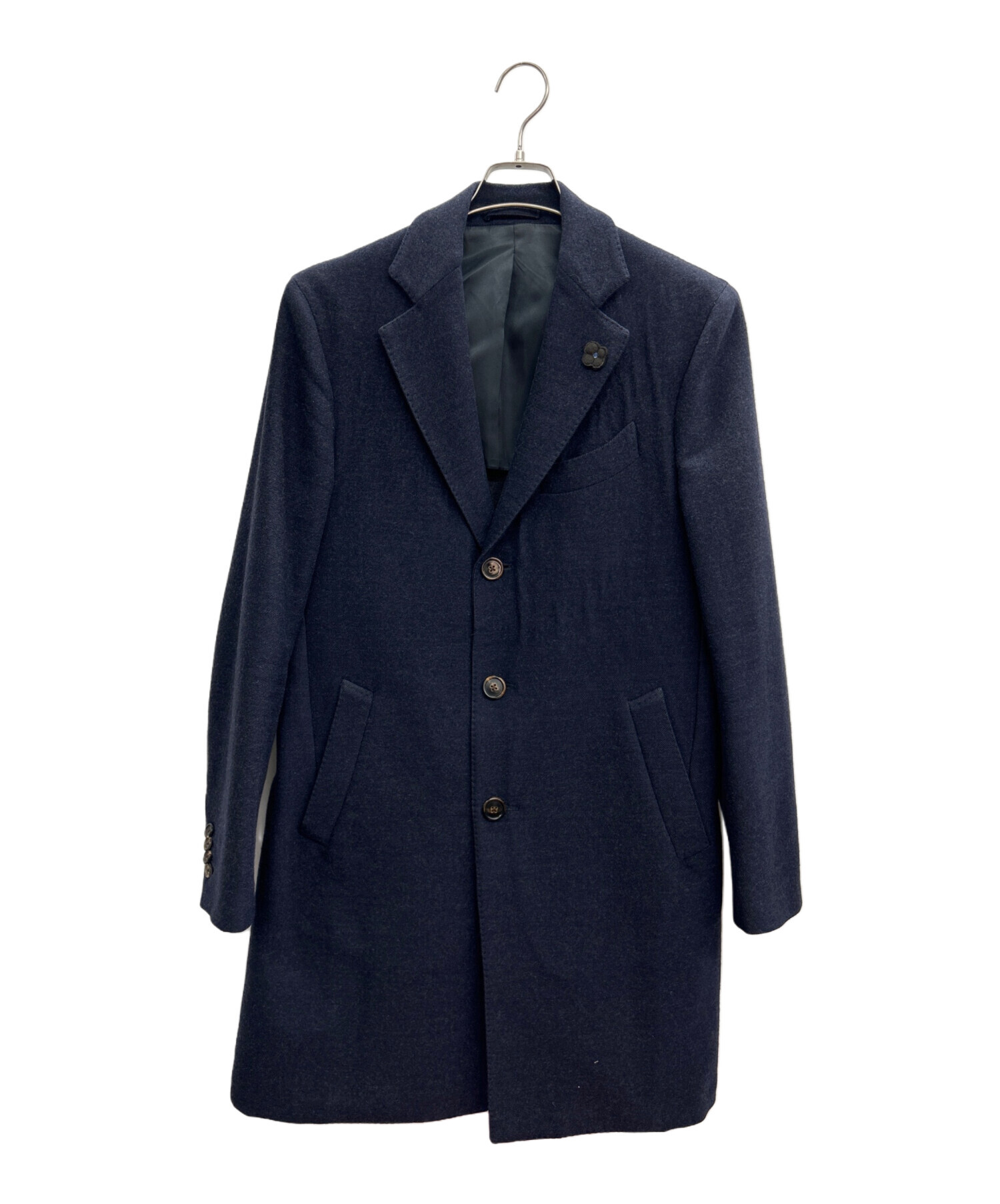 ラルディーニ チェスターコート ネイビー 50 未使用 LARDINI ラルディーニ チェスターコート ネイビー ウール メンズ