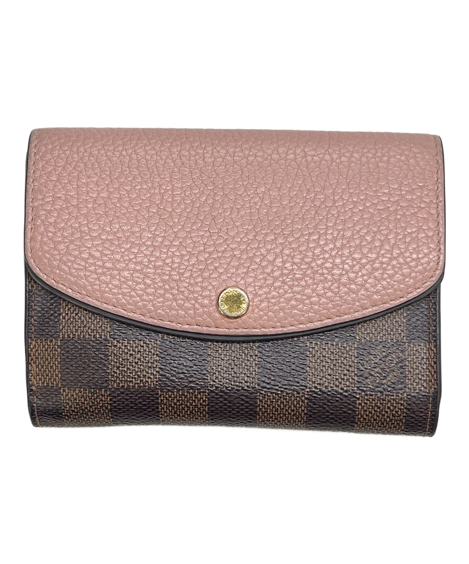 Louis Vuitton 二つ折り財布 ダークブラウン/ピンク 中古・古着通販】LOUIS VUITTON (ルイ ヴィトン) 2つ折り財布 ダミエ