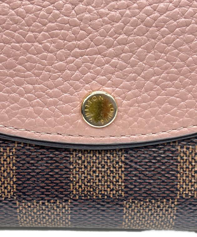 Louis Vuitton 二つ折り財布 ブラウン/ピンク 中古・古着通販】LOUIS VUITTON (ルイ ヴィトン) 2つ折り財布 ダミエ