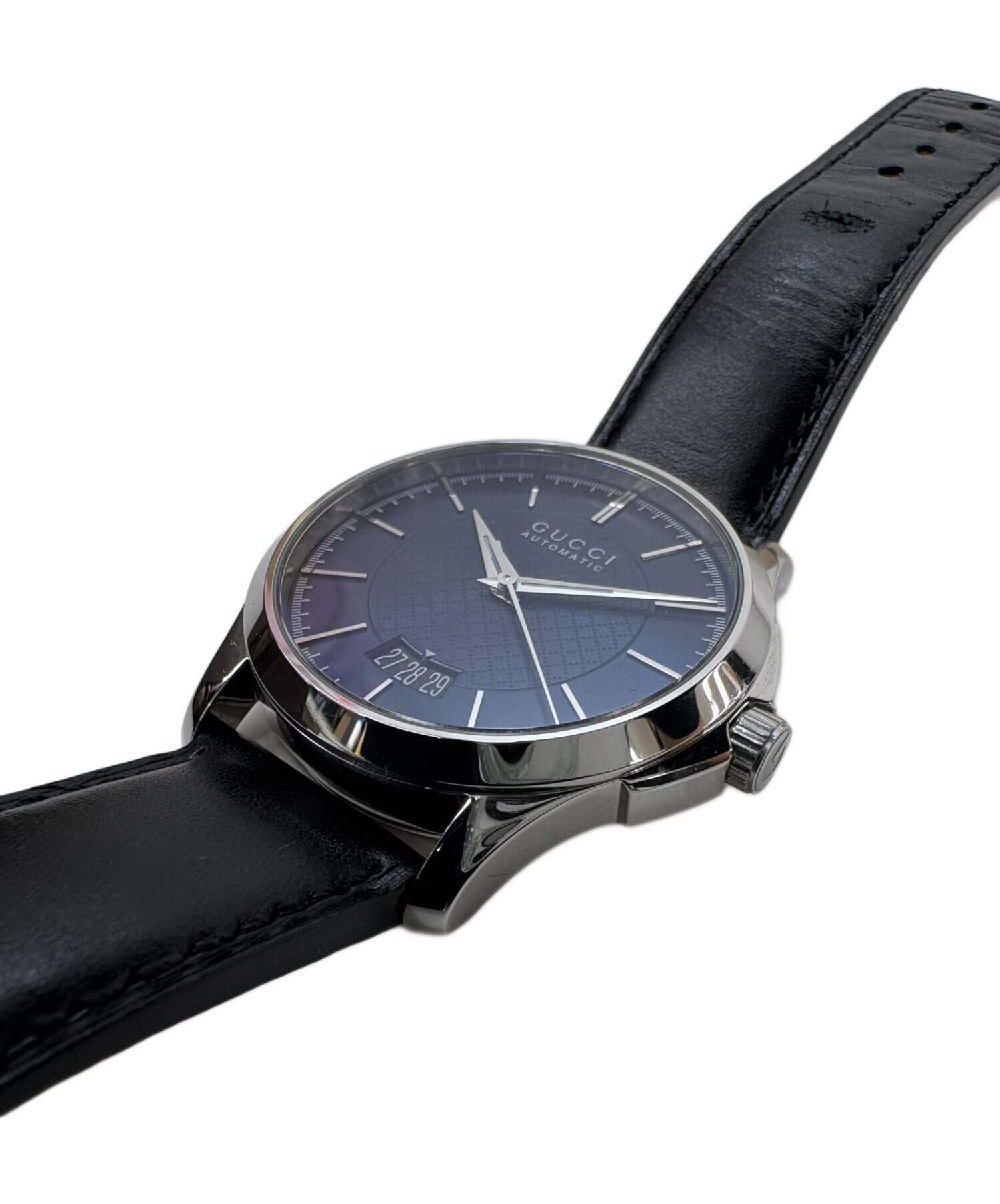 GUCCI Gタイムレス クロノグラフ ネイビー Qz デイト 【未使用級