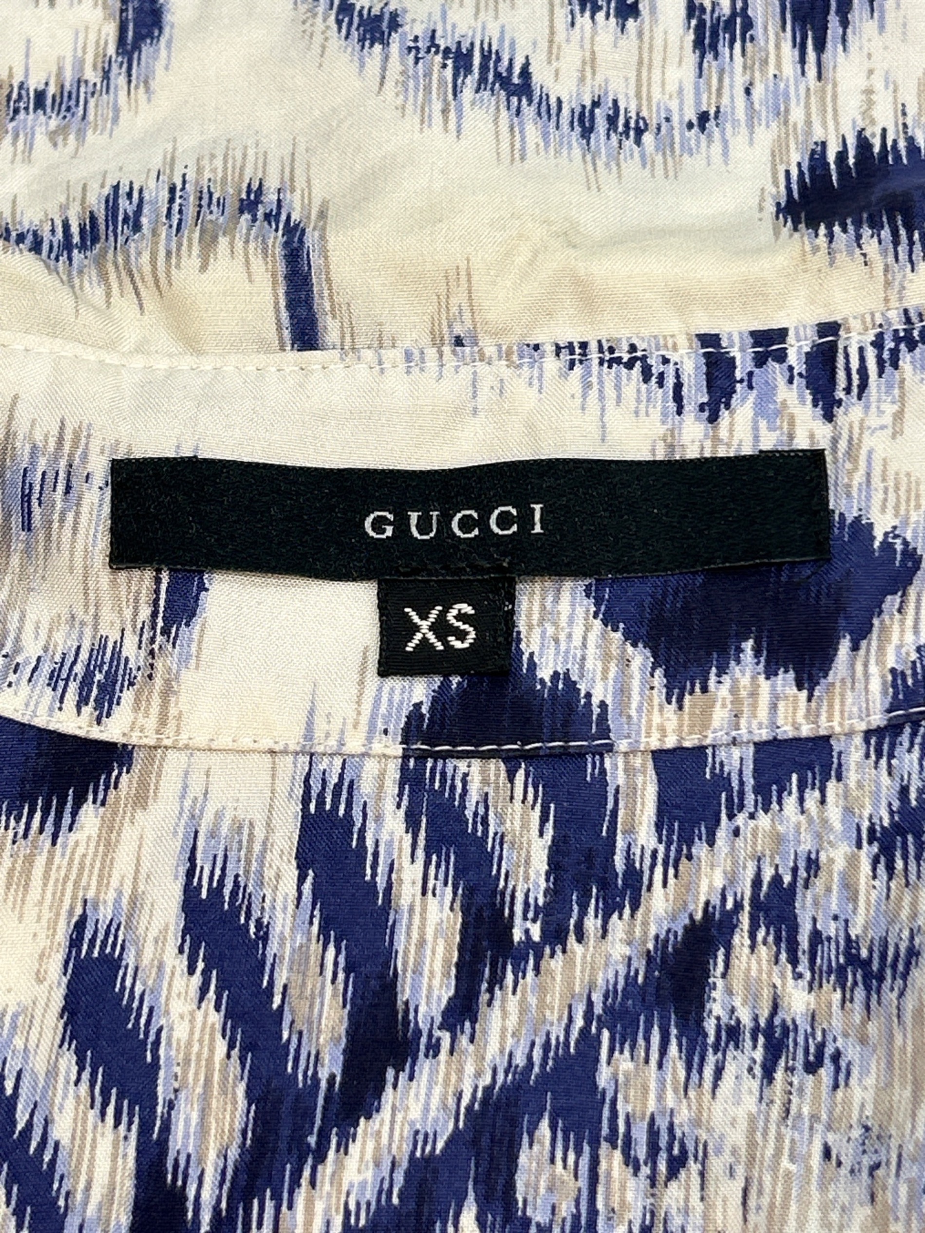 中古・古着通販】GUCCI (グッチ) シャツブラウス ブルー×グレー サイズ