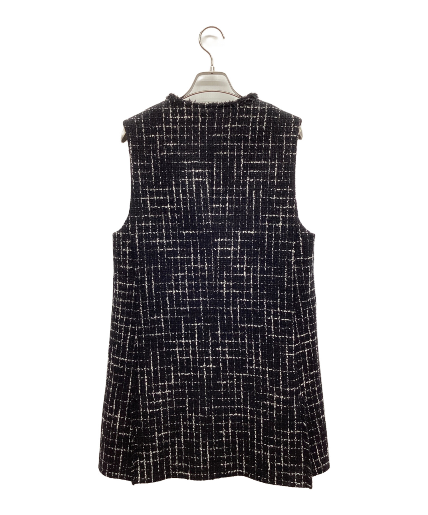 IENA ツイードジレ ツイードベスト ブラック 中古・古着通販】IENA (イエナ) ツイードジレ ブラック サイズ:FREE