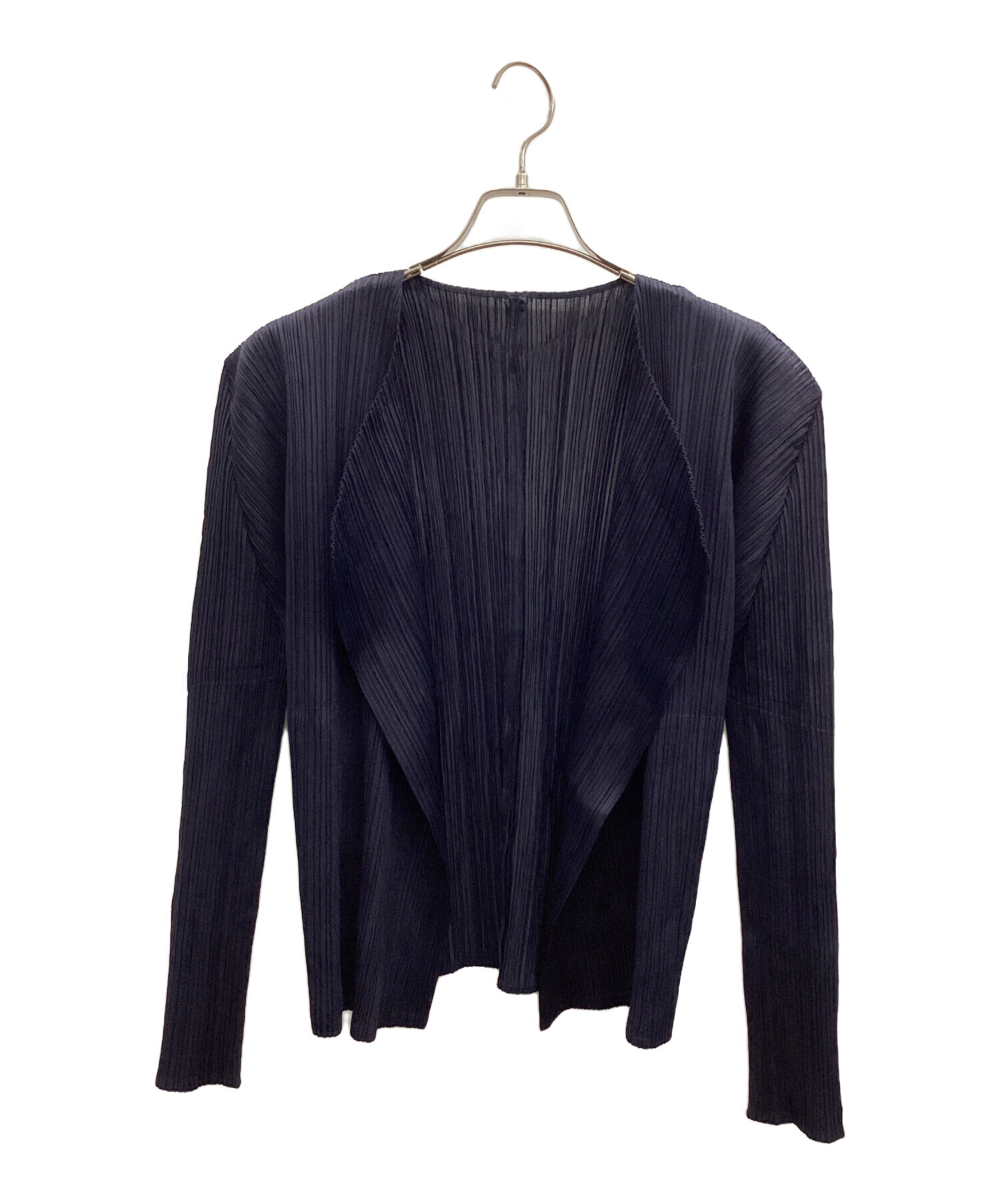 PLEATS PLEASE 長袖カーディガン 3 ネイビー PLEATS PLEASE ISSEY MIYAKE - 極美品 プリーツプリーズ イッセイ