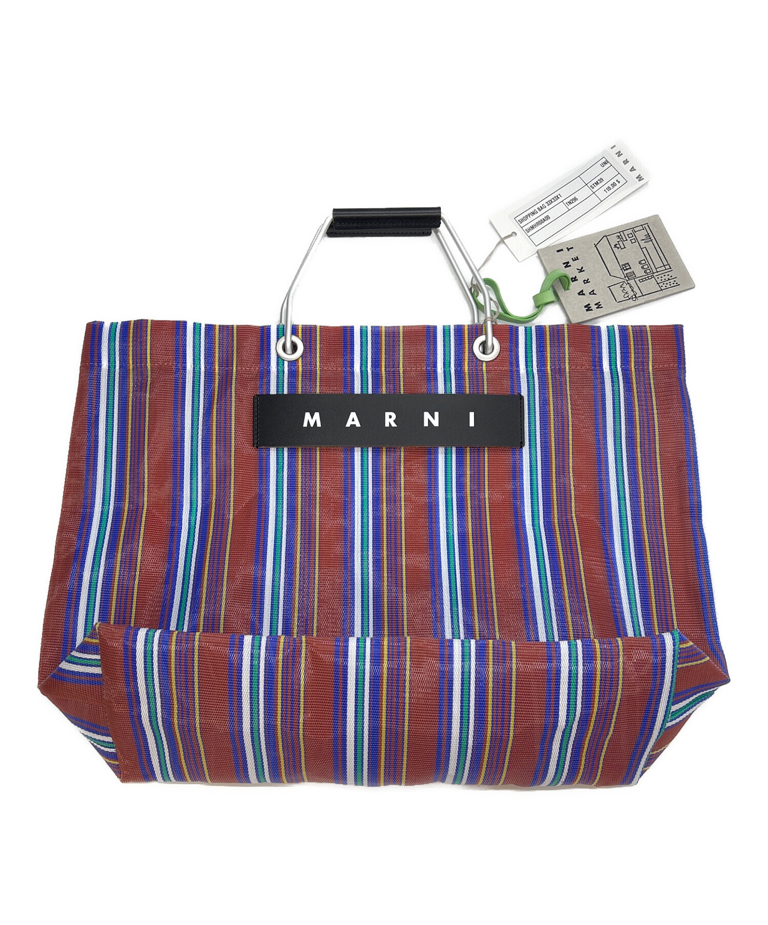 中古・古着通販】MARNI (マルニ) ストライプメッシュトートバッグ 未 
