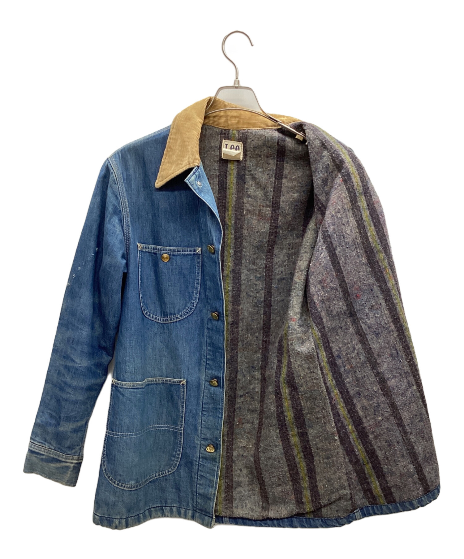 中古・古着通販】LEE (リー) カバーオール ブルー×ブラウン サイズ:36