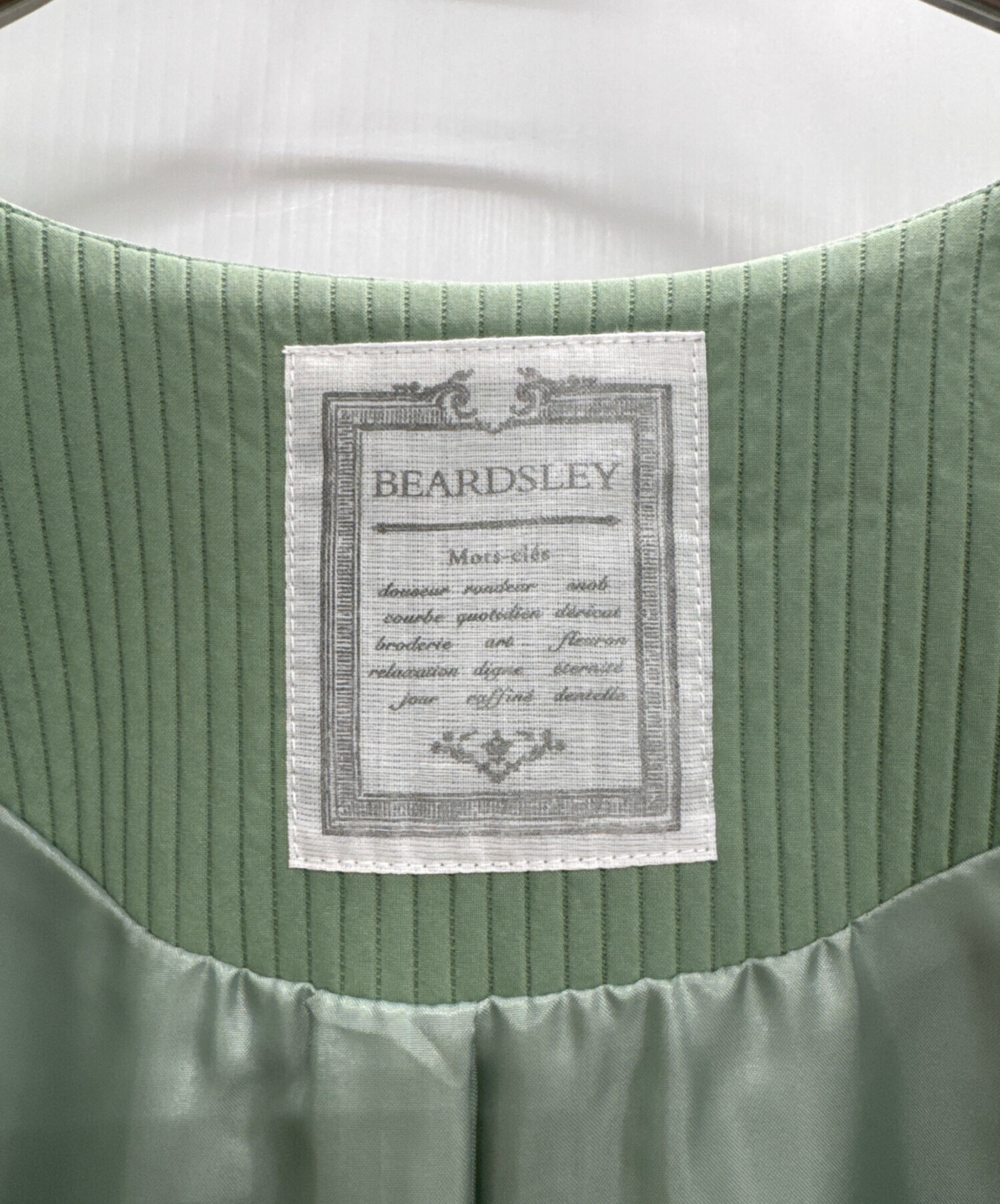 BEARDSLEY 2wayプルオーバー ツイード グリーン 中古・古着通販】BEARDSLEY (ビアズリー) ノーカラーコート グリーン