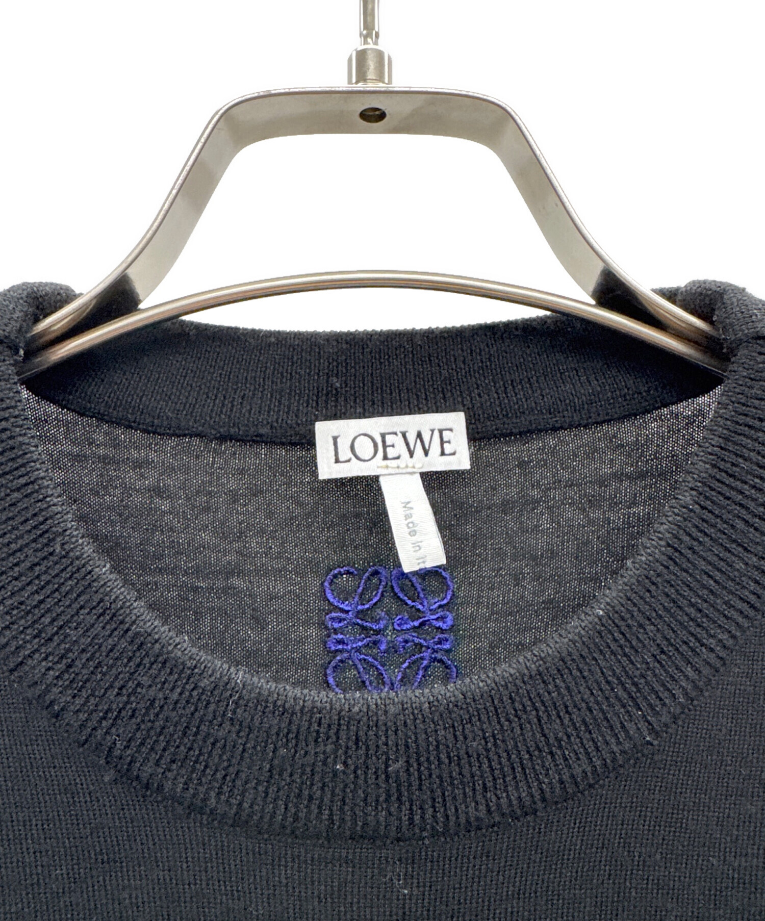 中古・古着通販】LOEWE (ロエベ) アナグラム刺繍ウールニット ブラック 