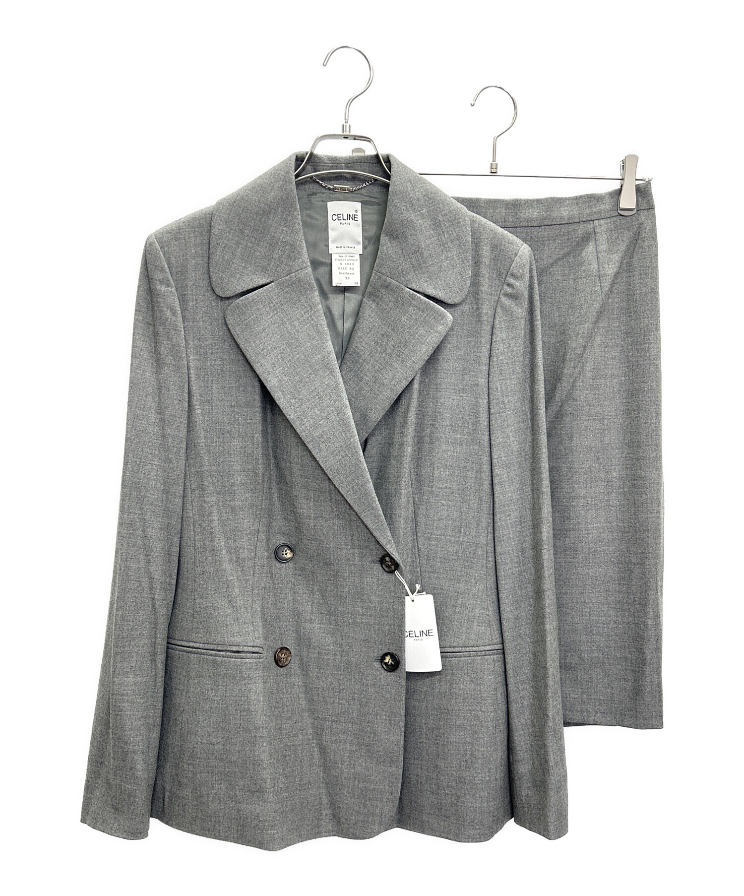 美品✨CELINE セリーヌ ダブル スーツ セットアップ グレー系 48 中古・古着通販】CELINE (セリーヌ) セットアップ グレー サイズ:42