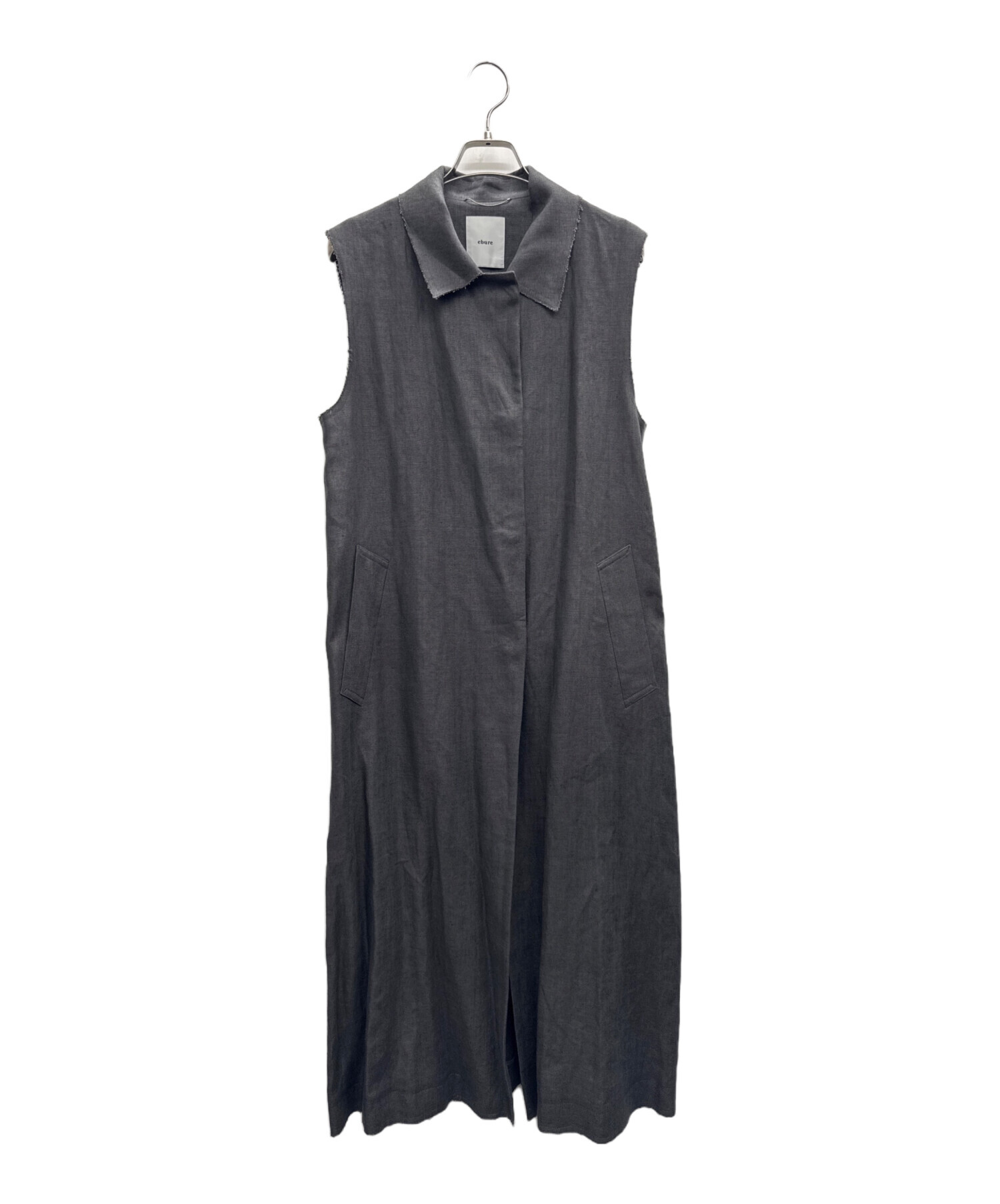 ebure エブール リネン ロングジレ グレー38 中古・古着通販】ebure (エブール) ミディアムリネン ジレ グレー