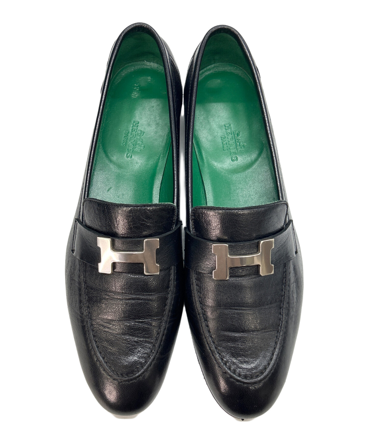 中古・古着通販】HERMES (エルメス) ローファー ブラック サイズ:38.1