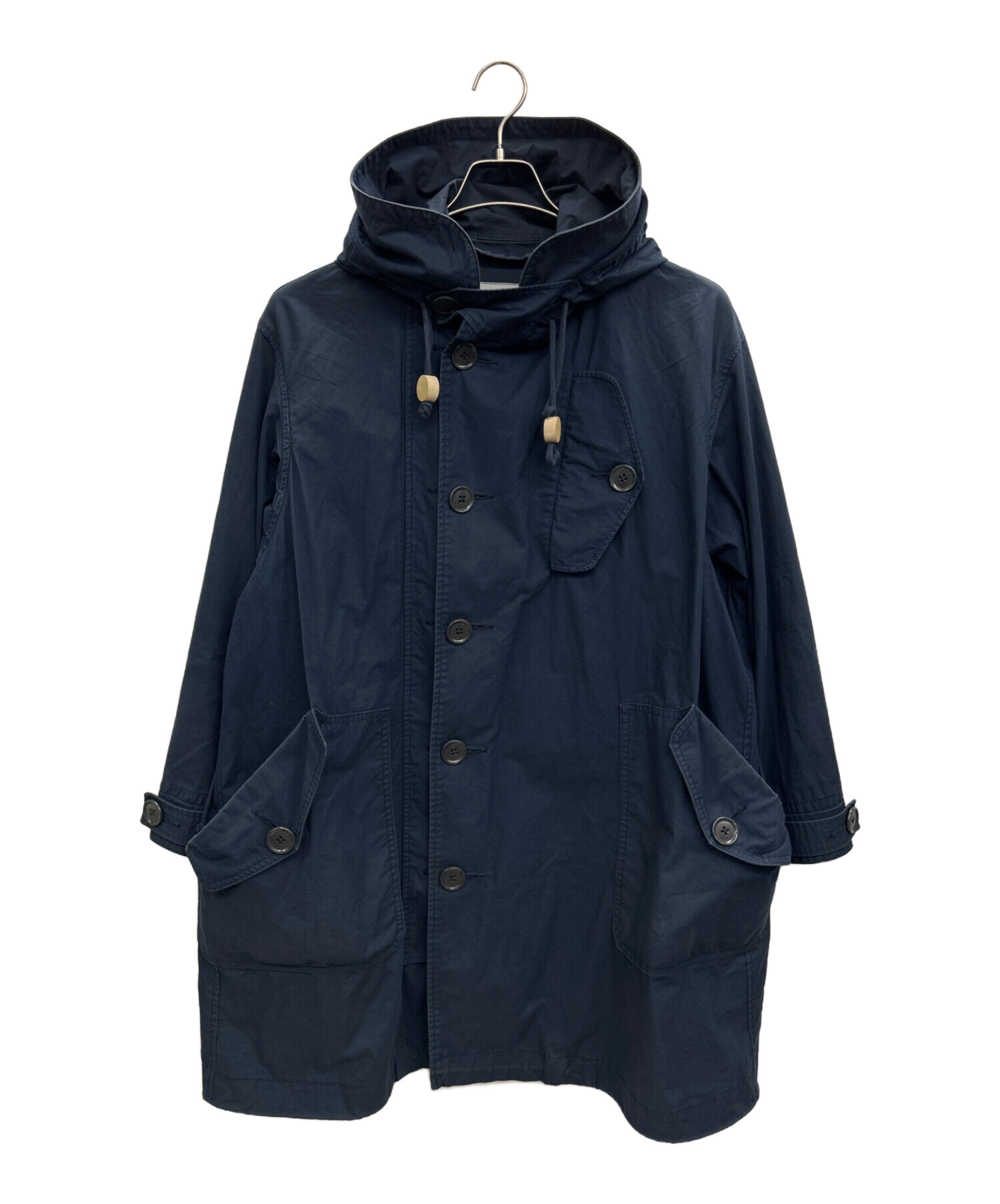 MARKAWARE ウェイファーラーコート　ネイビー　サイズ1 中古・古着通販】MARKAWARE (マーカウェア) フーデッドコート ネイビー
