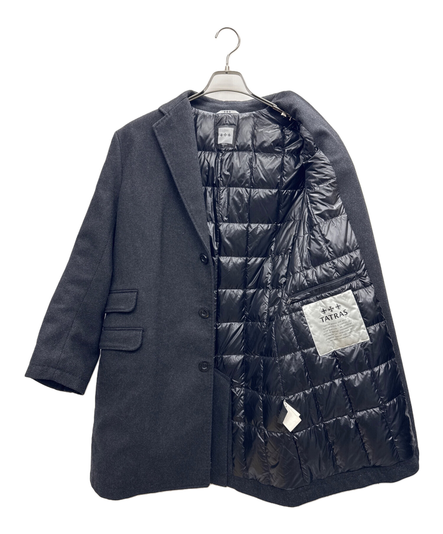 TATRAS ダークグレー チェスターコート 中古・古着通販】TATRAS (タトラス) ダウンチェスターコート グレー