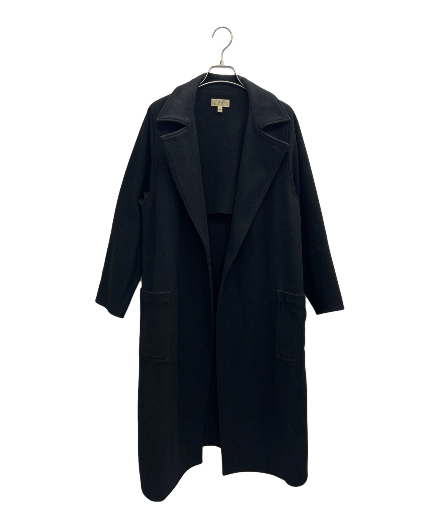 中古・古着通販】HYKE (ハイク) ウールリバーコート ブラック サイズ:1