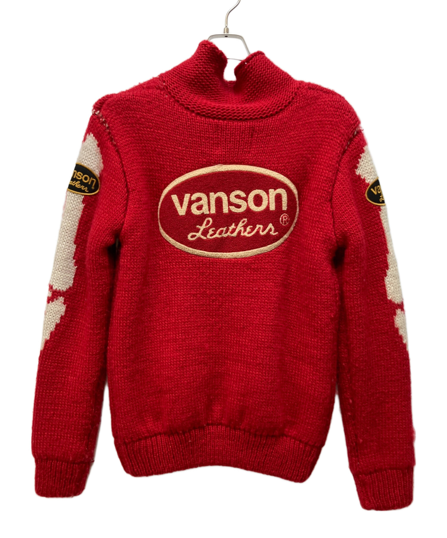 中古・古着通販】VANSON (バンソン) カウチンニットジャケット レッド