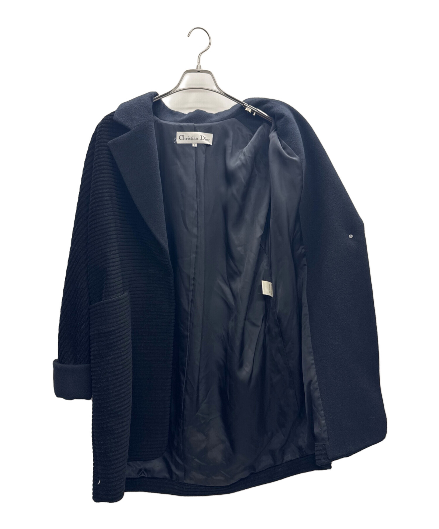 極美品 クリスチャンディオール アンゴラ混 ウールコート ダブル ヴィンテージ黒 Christian Dior アンゴラ混 ウールコート 7号 DIOR】ディオール ウール