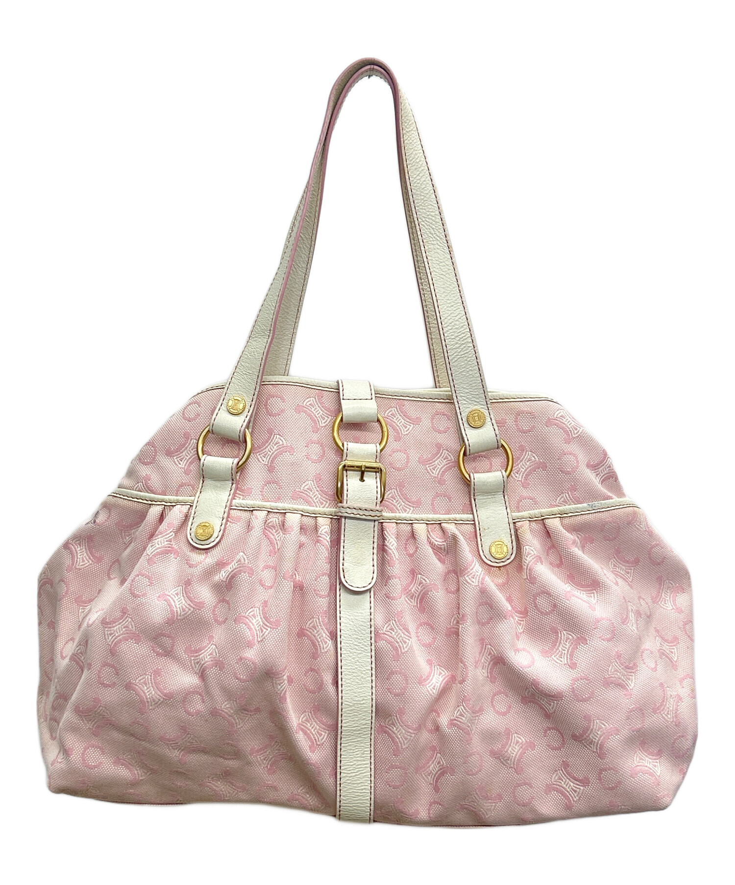 CELINEトートバッグ ピンク✖️ホワイト　マカダム 中古・古着通販】CELINE (セリーヌ) トートバッグ リリー Cマカダム