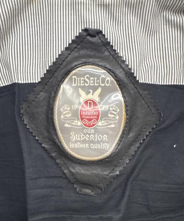 中古・古着通販】DIESEL (ディーゼル) レザー切替ジャケット ブラック