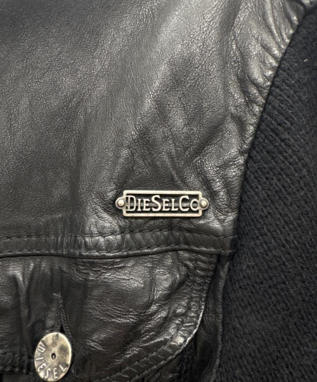 中古・古着通販】DIESEL (ディーゼル) レザー切替ジャケット ブラック