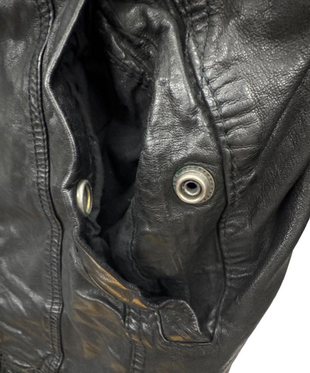 中古・古着通販】DIESEL (ディーゼル) レザー切替ジャケット ブラック
