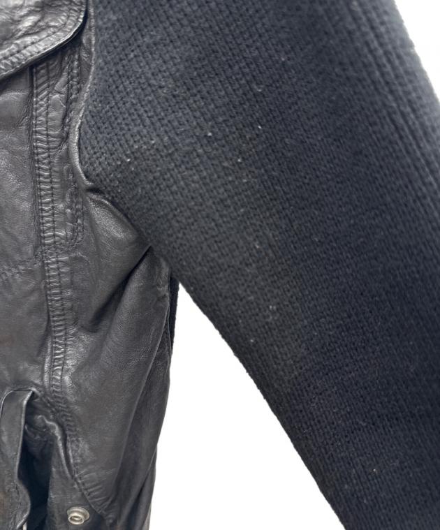 中古・古着通販】DIESEL (ディーゼル) レザー切替ジャケット ブラック
