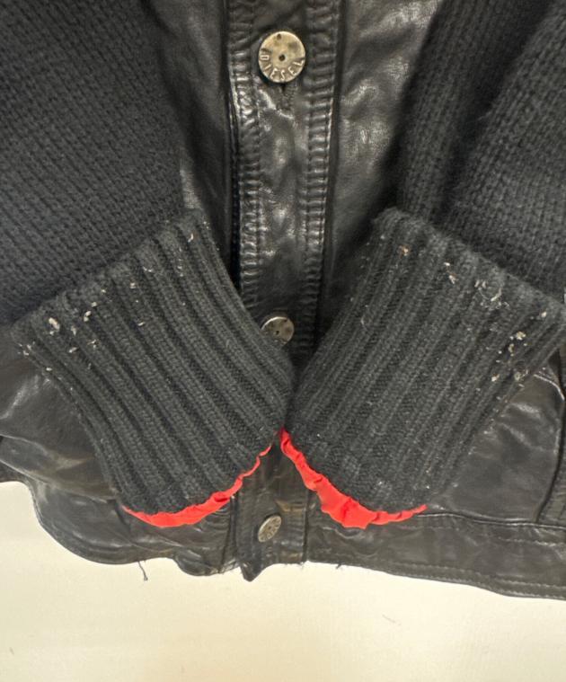 中古・古着通販】DIESEL (ディーゼル) レザー切替ジャケット ブラック