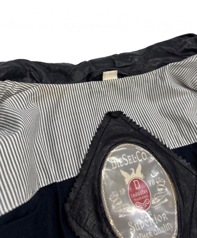 中古・古着通販】DIESEL (ディーゼル) レザー切替ジャケット ブラック
