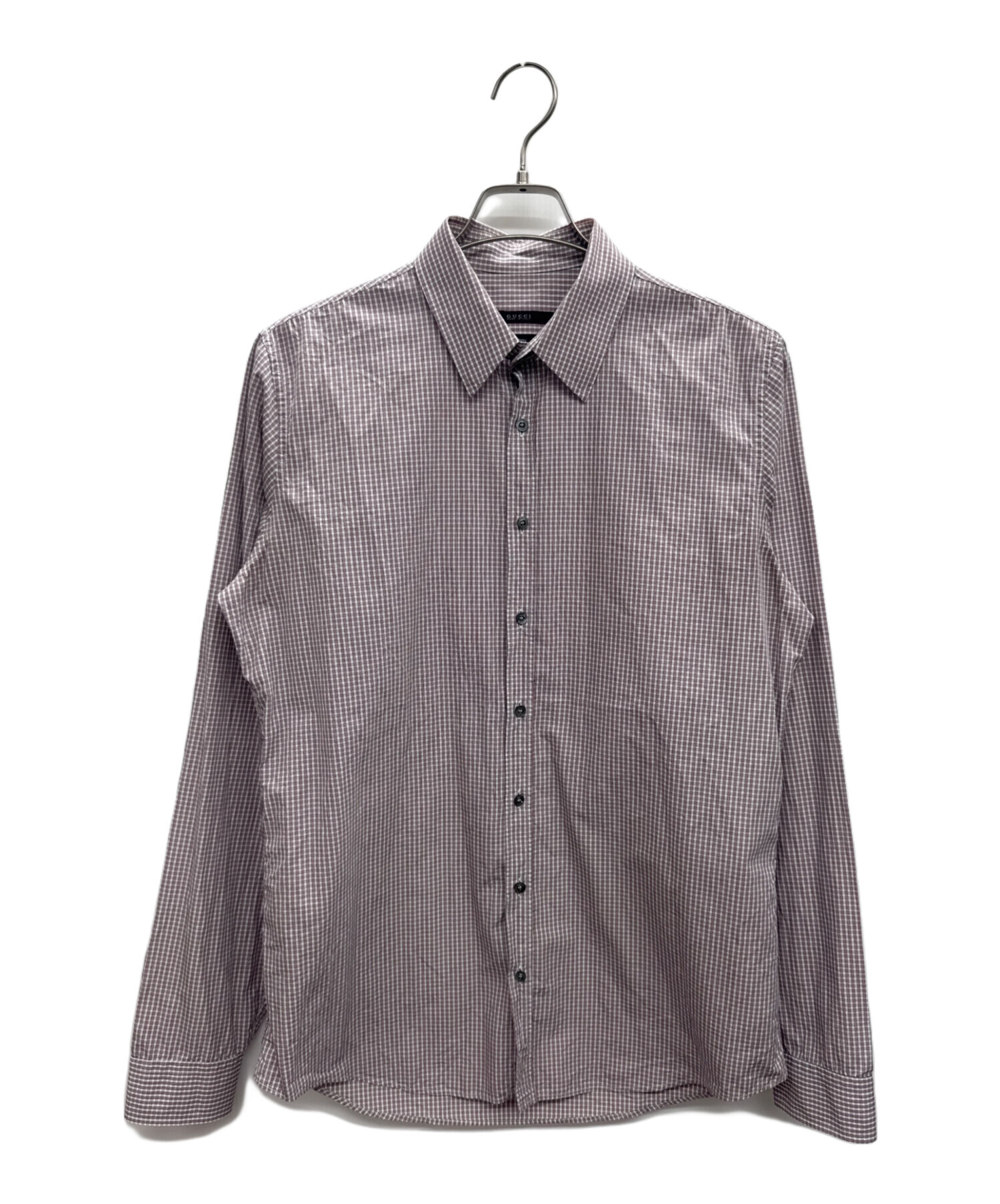 中古・古着通販】GUCCI (グッチ) チェックシャツ レッド サイズ:42 