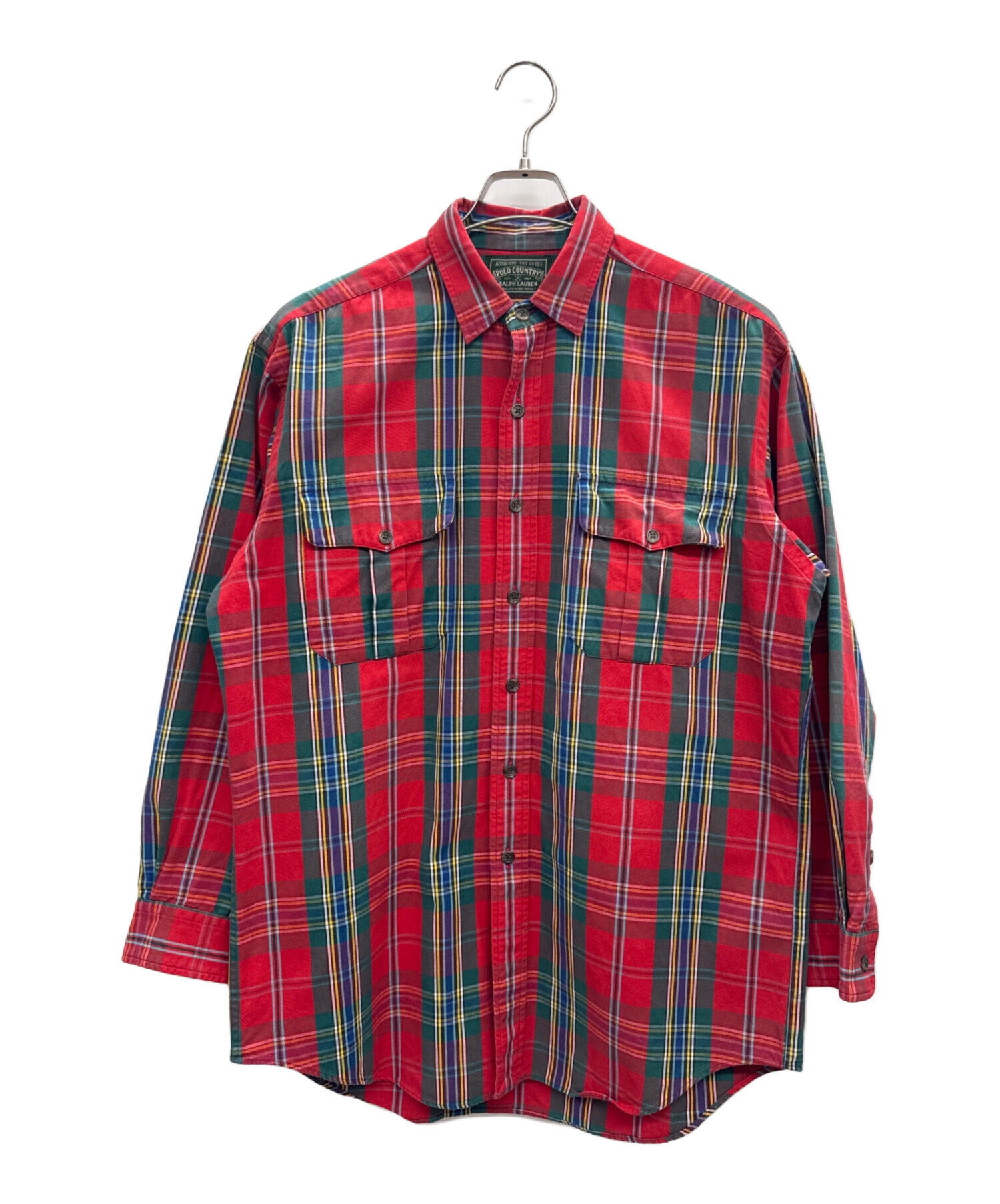 POLO COUNTRY ポロカントリー ネルシャツ オンブレ サイズL 中古・古着通販】POLO COUNTRY (ポロカントリー) ネルシャツ レッド