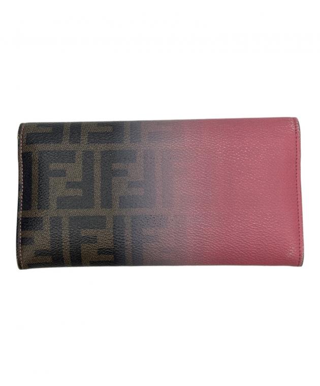中古・古着通販】FENDI (フェンディ) 長財布 ズッカ ピンク×ブラウン