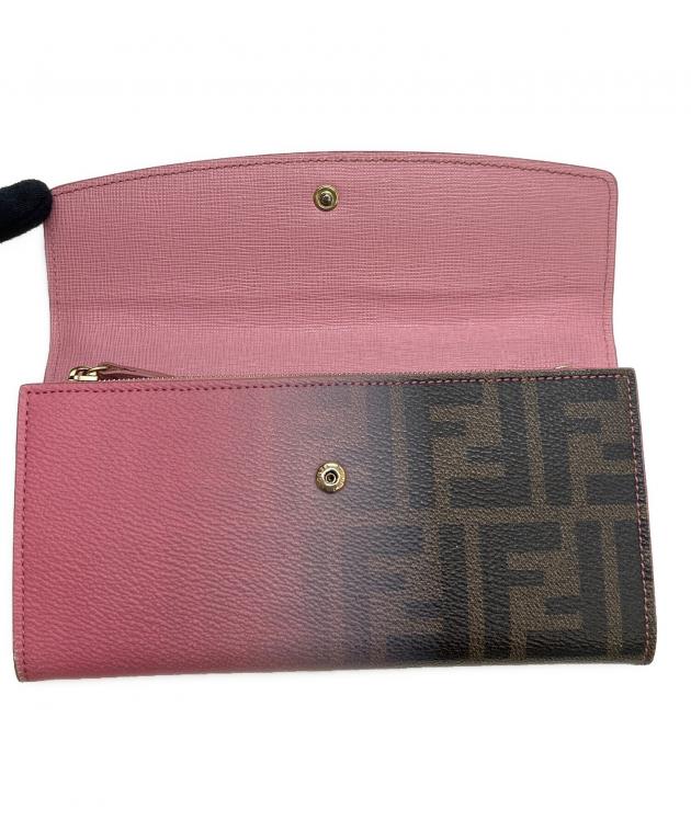 中古・古着通販】FENDI (フェンディ) 長財布 ズッカ ピンク×ブラウン