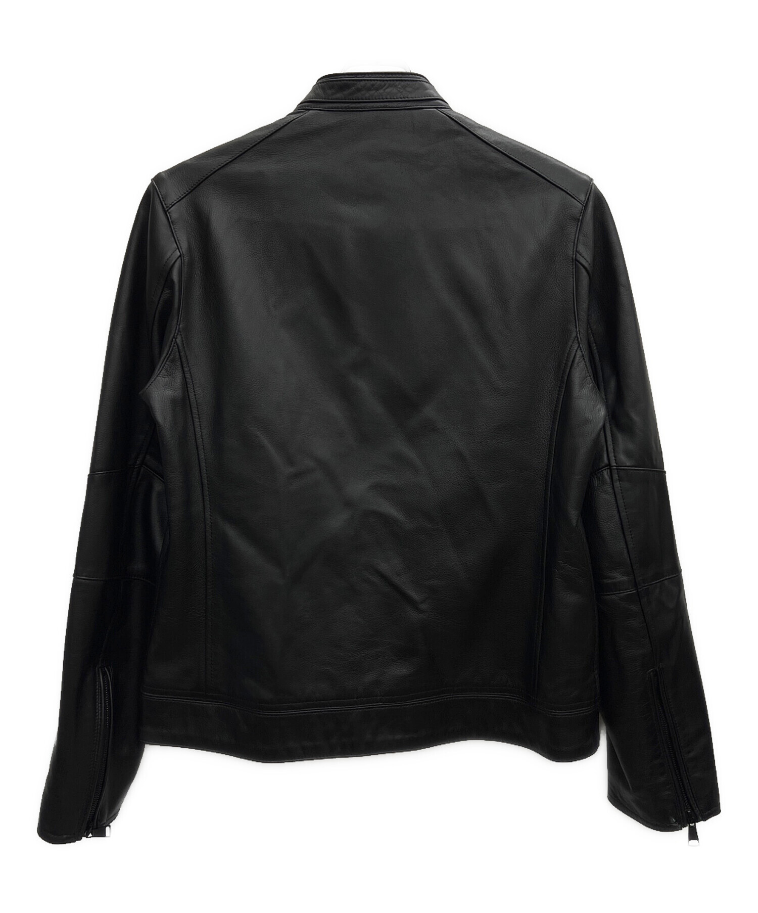 未使用級 AOURE シングルライダースジャケット 羊革 ブラック L 中古・古着通販】AOURE (アウール) シープスキン シングルライダース